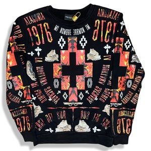 Marcelo Burlon County of Milan Black Red Orange Graphic Sweatshirt